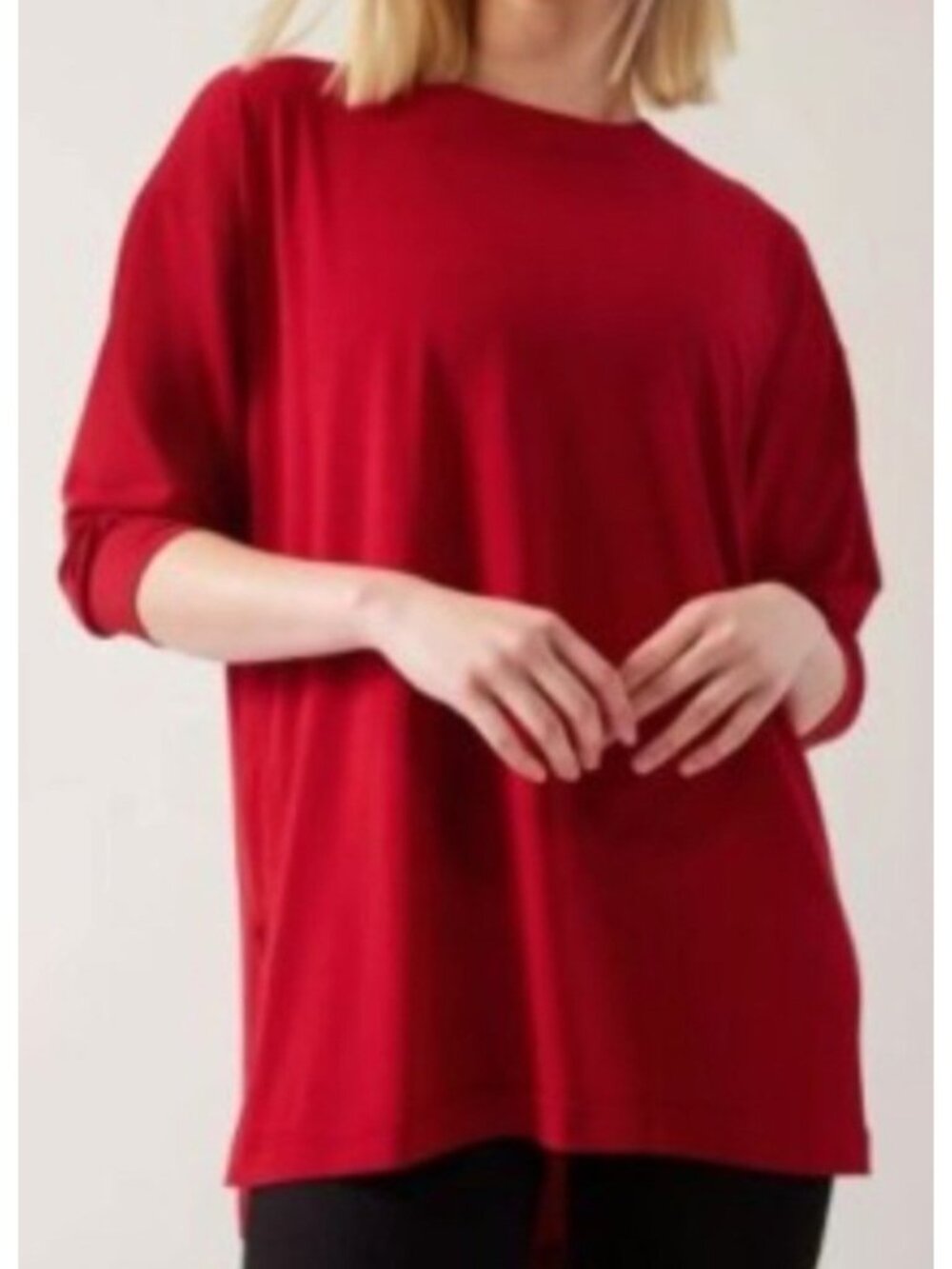 Athleta Women's Sz S Inspire Candy Red Tranquility Top With 3/4 Sleeves Breathab